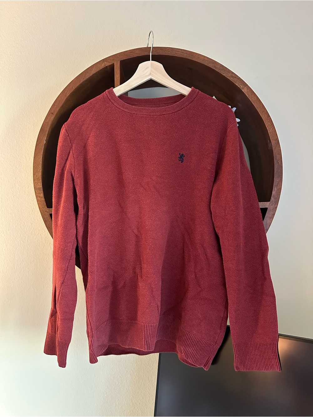 RedFord Men's Cotton Crewneck Sweater in Deep Red